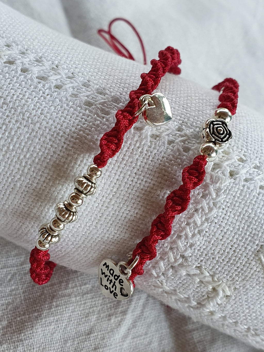 Ensemble 2 bracelets tissés Bordeaux