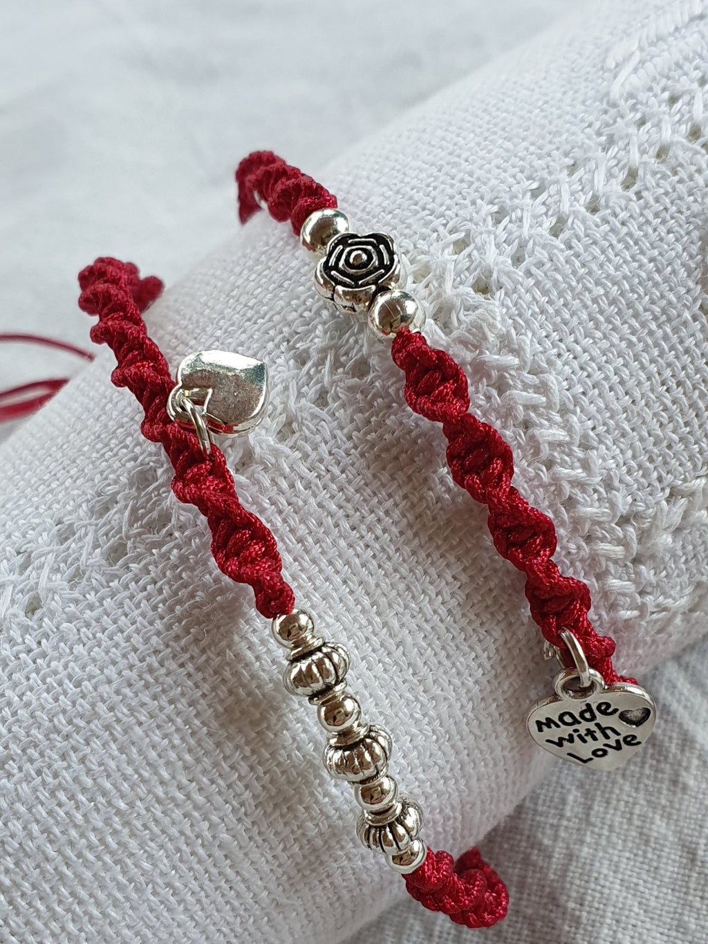 Ensemble 2 bracelets tissés Bordeaux