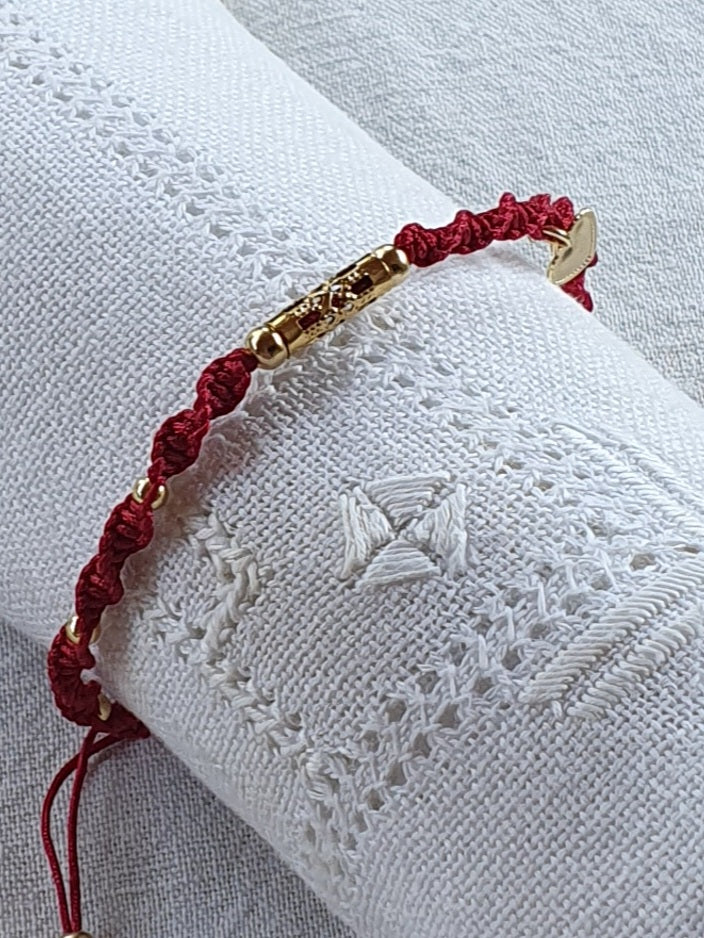 Ensemble 2 bracelets tissés Bordeaux - Doré